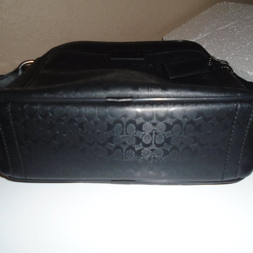 NEW COACH UNISEX SIGNATURE C LOGO BLACK GUNMETAL FLIGHT BAG PURSE TOTE F70848 - Picture 10 of 11